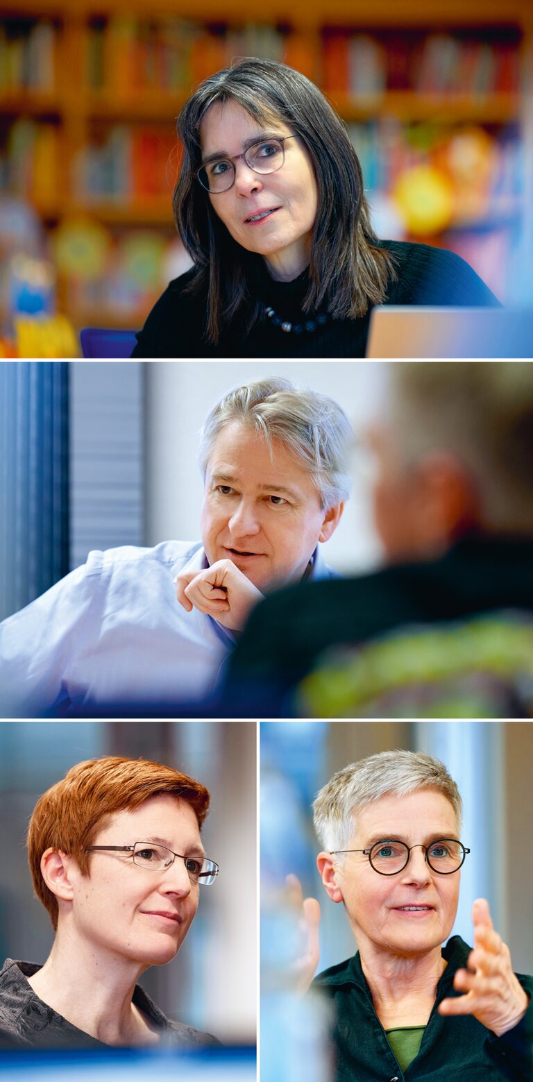 Collage of Marianna Rübelmann, Petra Albers, Franziska Schiebe and Jürgen Boos